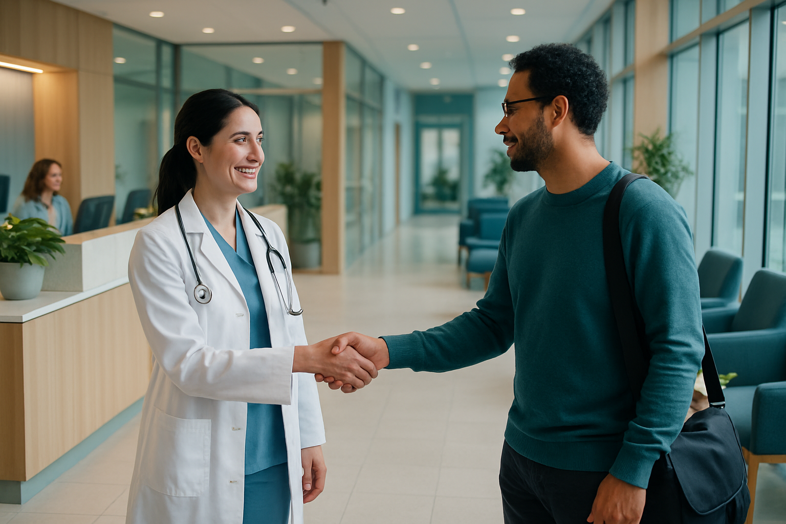 Clinician caring for a patient